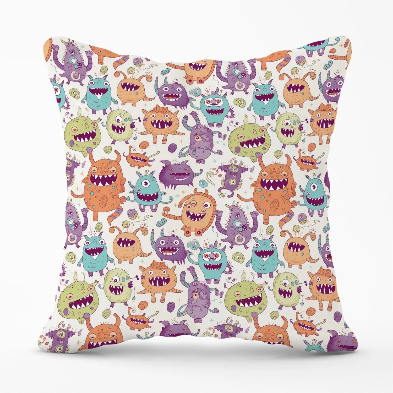 Warren Reed - Designer Playful Halloween Monsters Outdoor Cushion in Purple