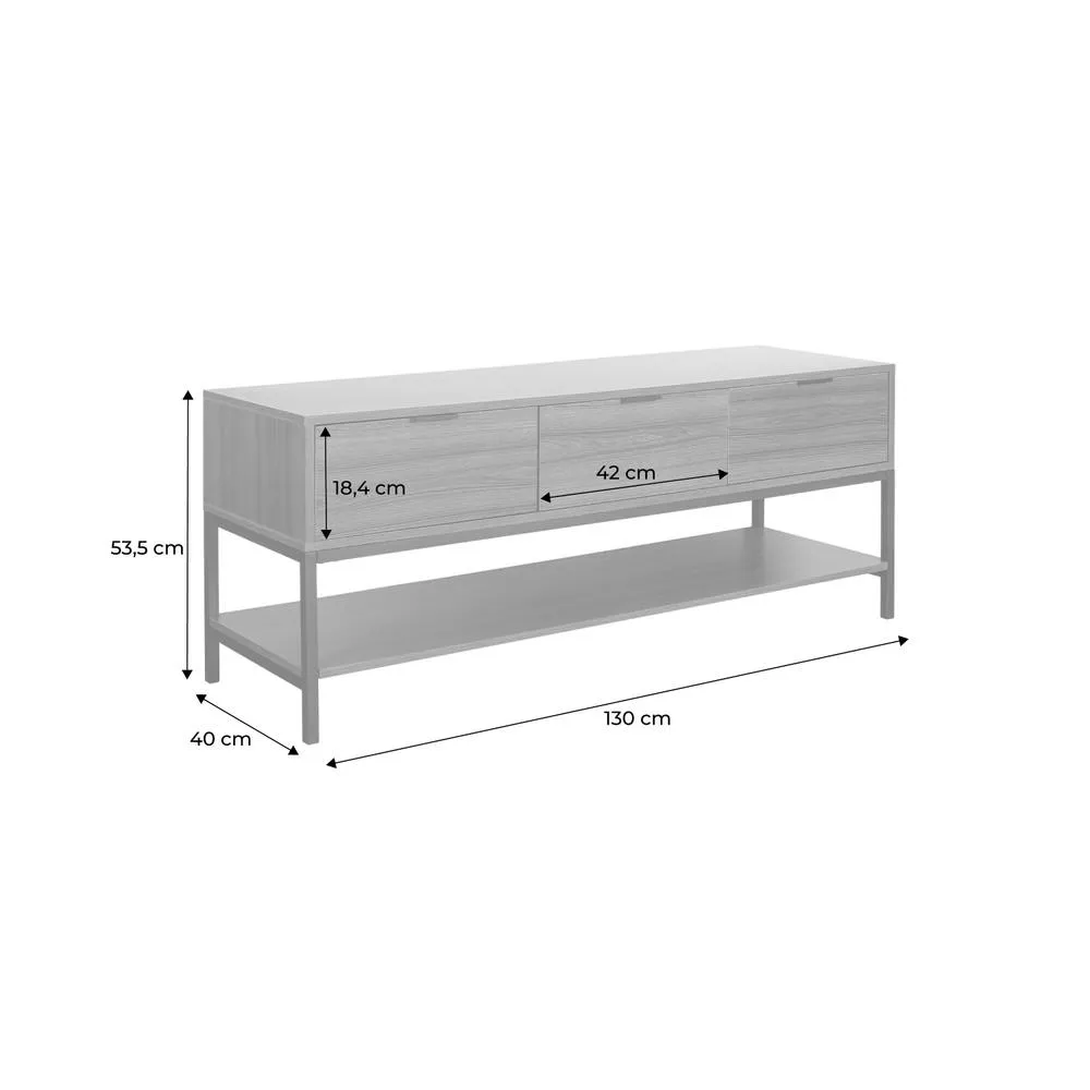 sweeek 130cm Tv Unit Walnut Wooden Effect 3 Drawers in Dark Brown 5