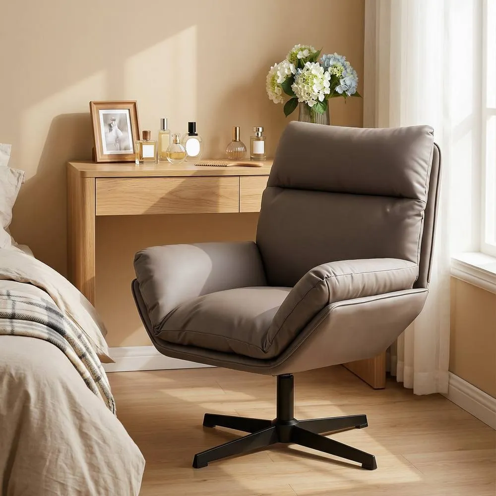 HOMCOM Accent Chair with 360° Swivel in Dark Brown