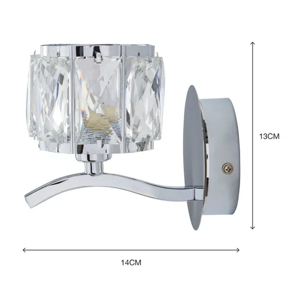 Set of 2 Kleio Glass Chrome Wall Light 6