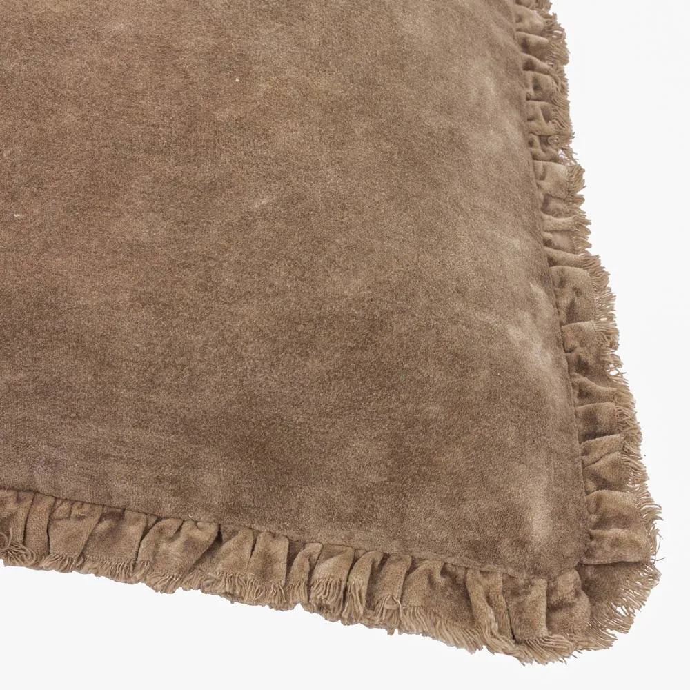 Yard Bertie 100% Cotton Velvet Cushion in Chocolate 5