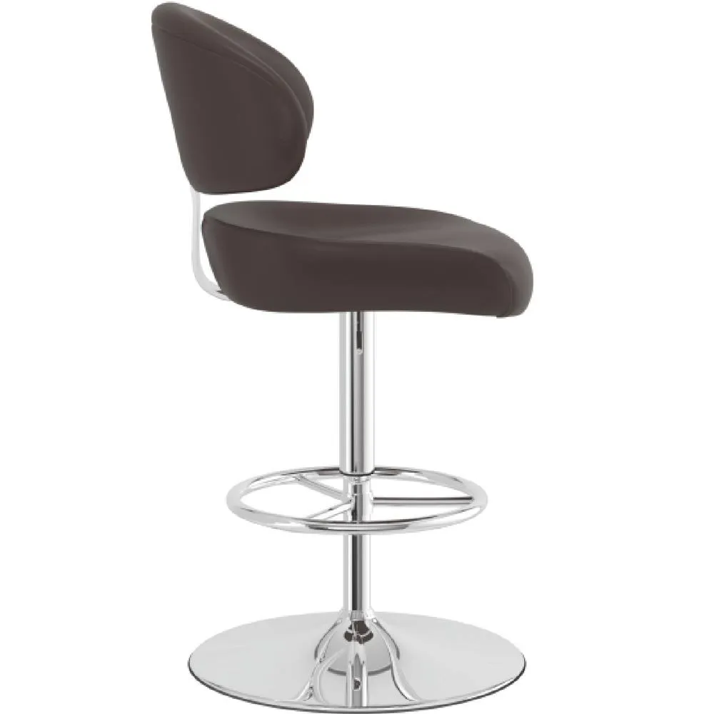 netfurniture Jamaica Height Adjustable Bar Stool Brown Faux Leather Padded Seat 4