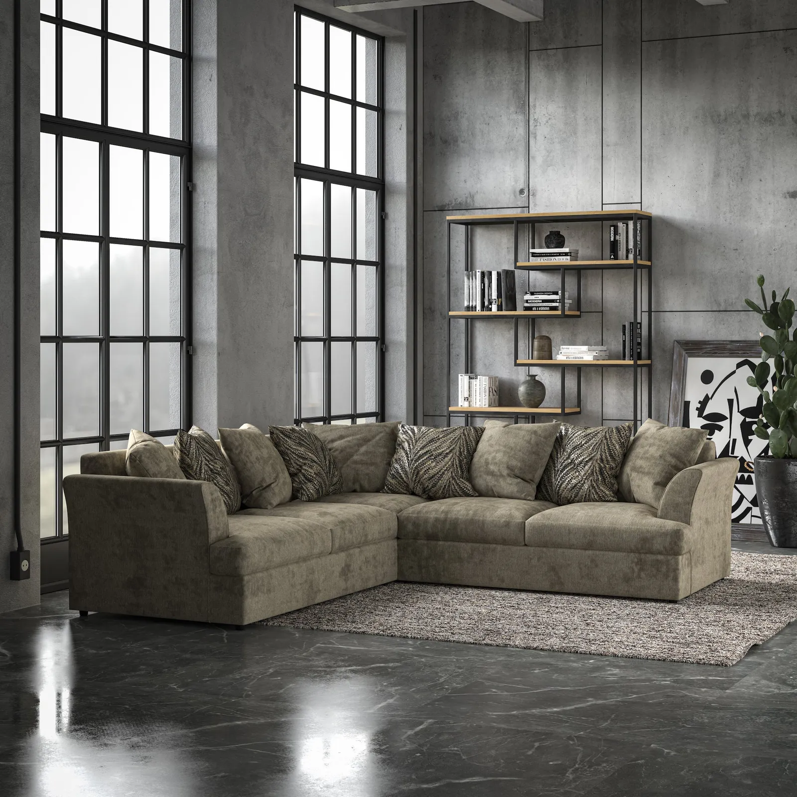 Mellors Chenille Corner Sofa Brown