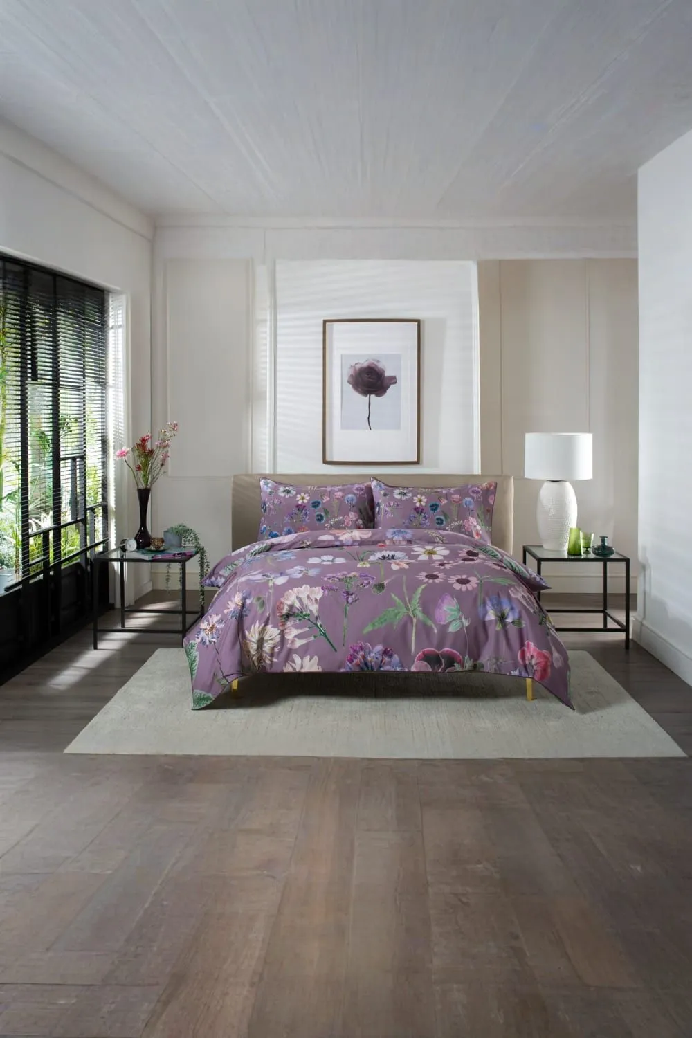 The Lyndon Company Botanical Flower 200TC 100% Cotton Luxury Duvet Cover Set in Lilac