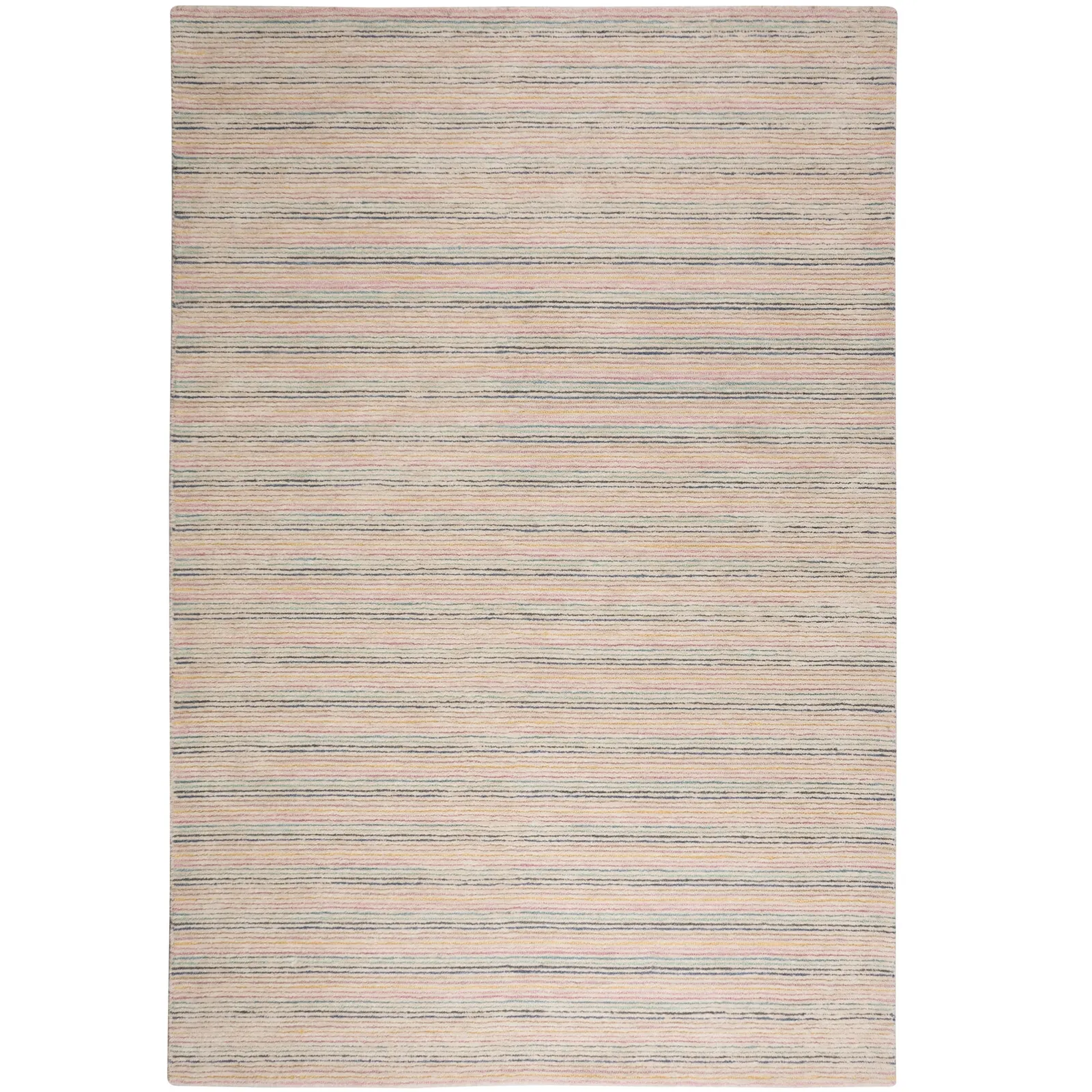 Maisie Stripe Wool Rug Pink, Blue and Yellow