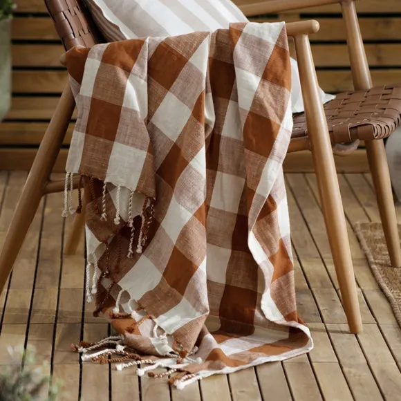 Yard Chesil Check Cotton Throw Blanket 130cm x 170cm 1