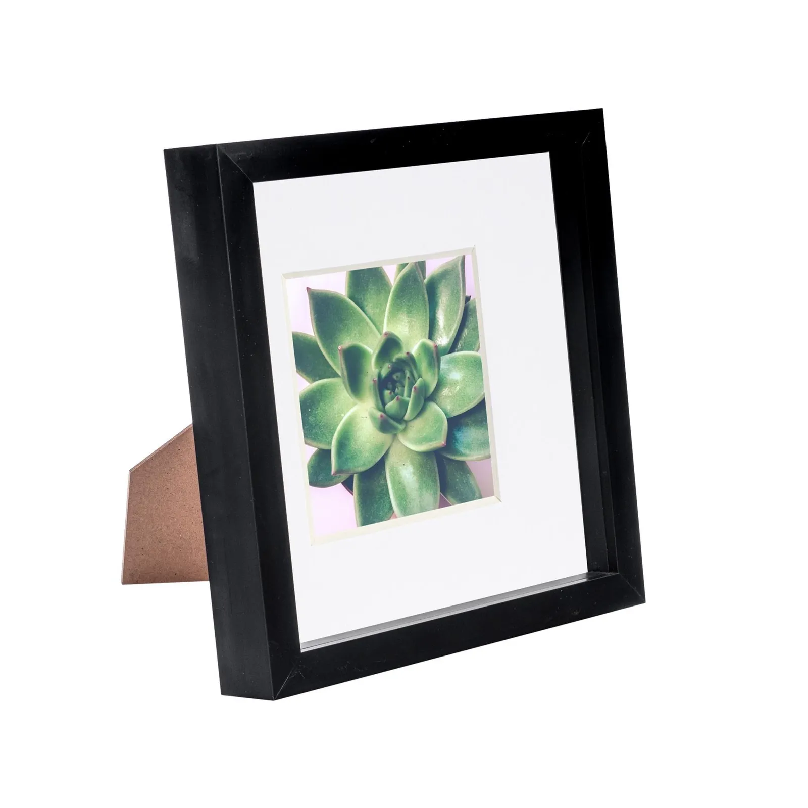 Nicola Spring 3D Box Photo Frame - 8 x 8" with 4 x 4" Mount - Ivory Mount in Black