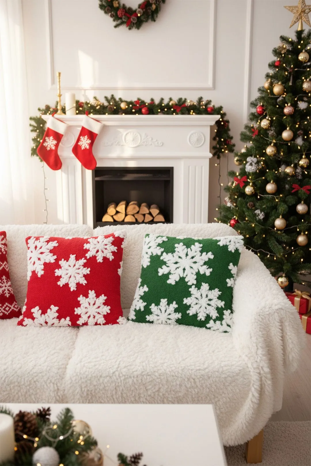 Living and Home 2Pcs Christmas Theme Decorative Throw Pillows