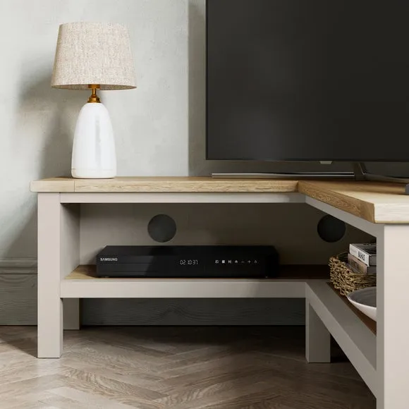 Olney Open Corner TV Unit for TVs up to 55", Stone 3