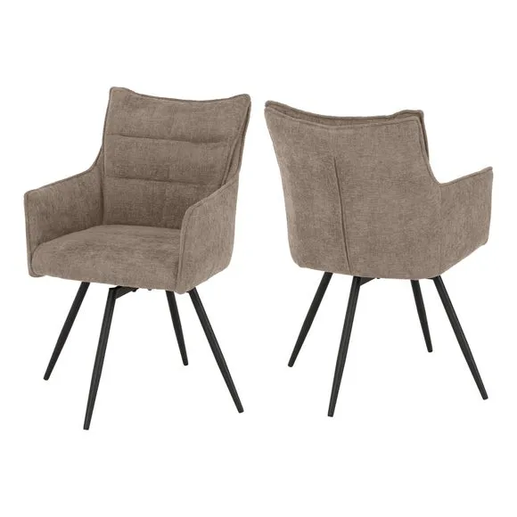 Lewis Set of 2 Carver Swivel Dining Chairs, Fabric 2