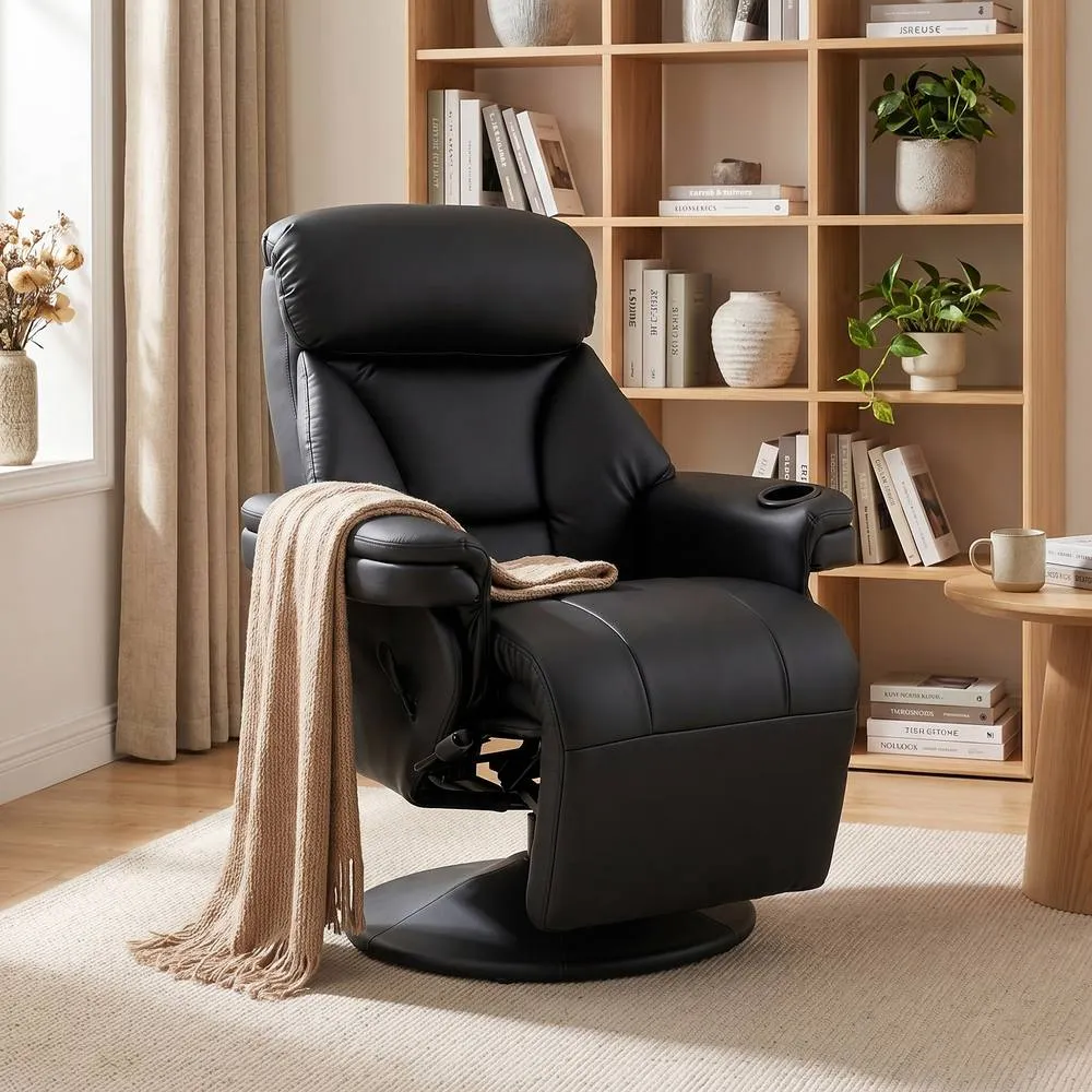 HOMCOM Upholstered Reclining Armchair with Adjustable Backrest, Black
