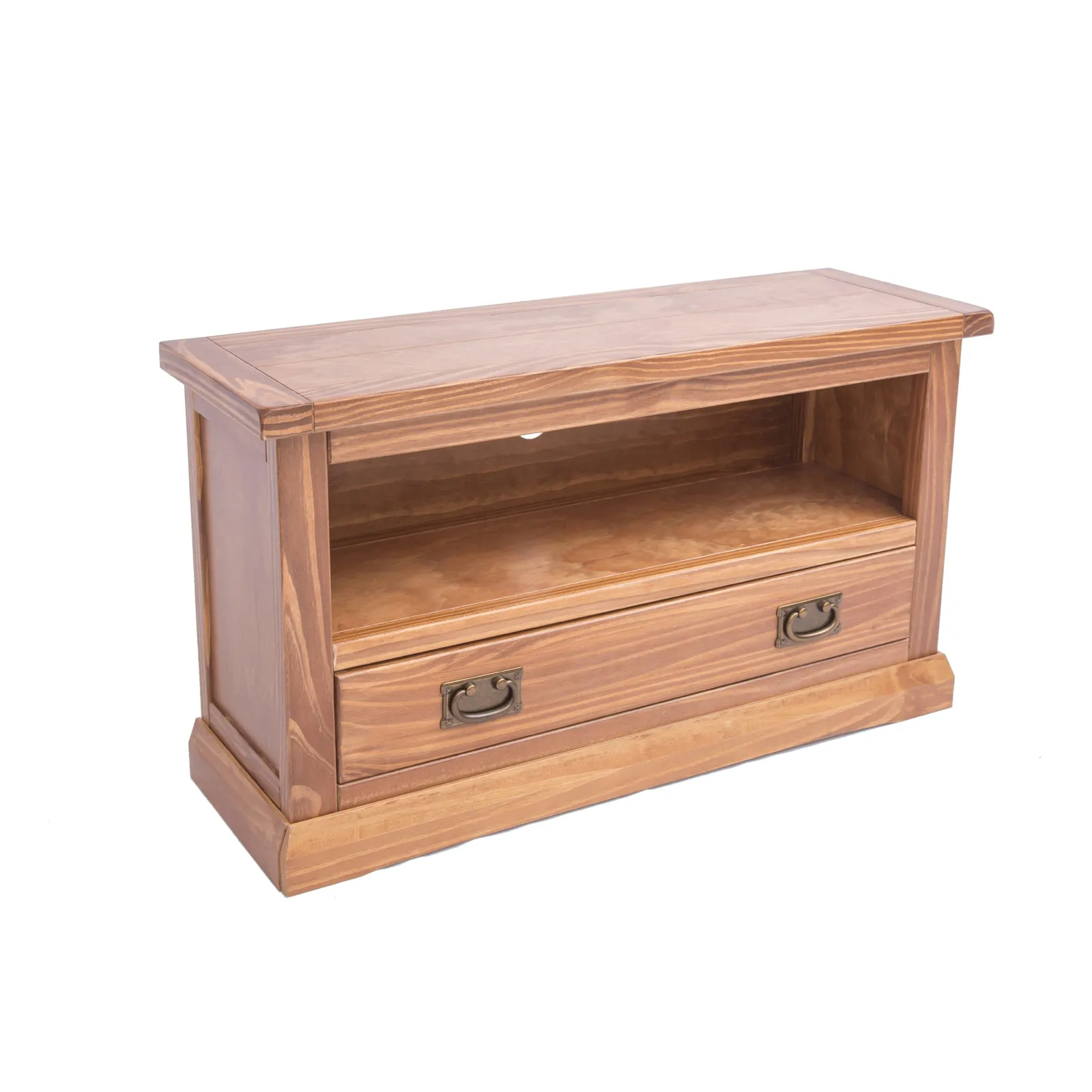 Cabinet Bits Tirolo Lacquered 1 Drawer TV Cabinet Brass Drop Handle in Brown 3
