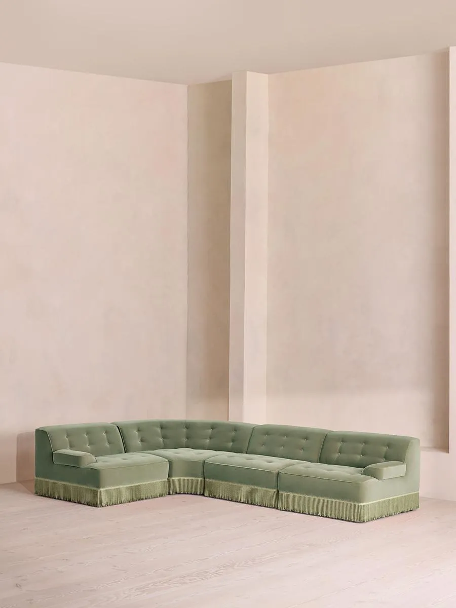 Elowen Modular Sofa, L-Shape Sofa, Velvet, Seafoam