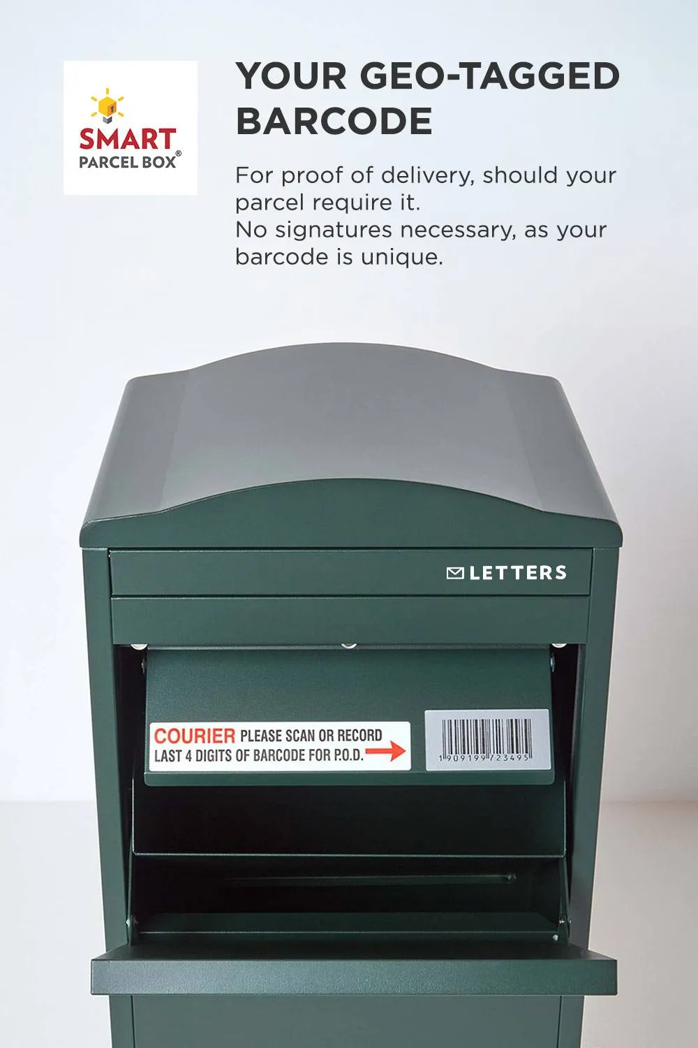 Homescapes Smart Parcel Box® Large Curved Top Front Access Secure Delivery Box in Green 6
