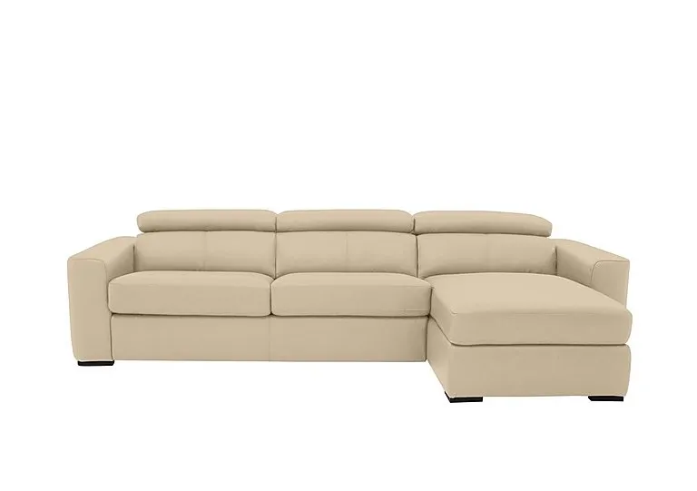 Infinity Leather Left Hand Facing Corner Chaise Sofa with Storage - BV Bisque