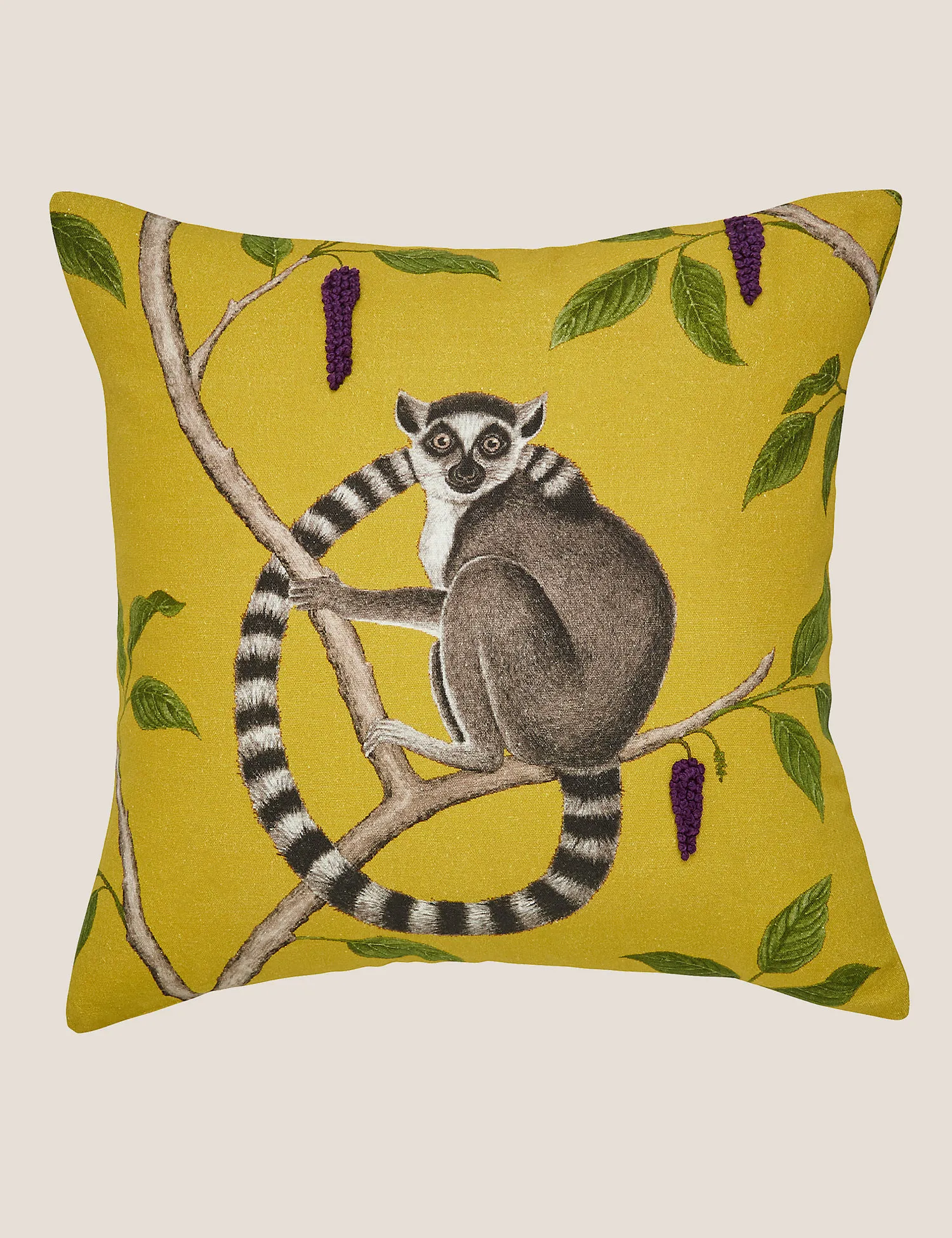 M&S Sanderson Pure Cotton Jackfruit Embroidered Cushion