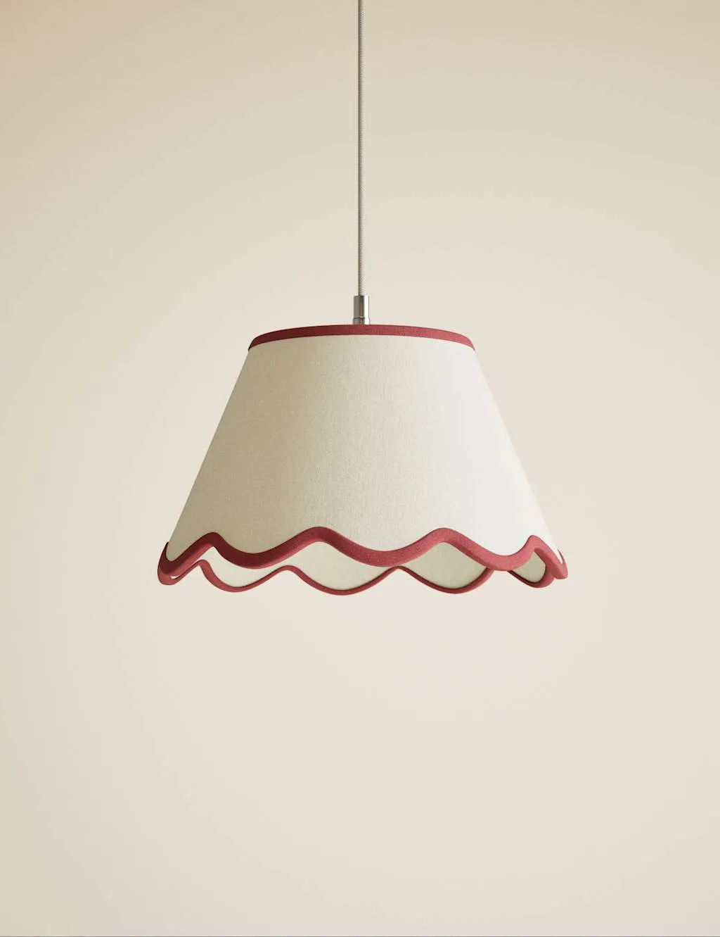 M&S Large Scallop Trim Lamp Shade Red