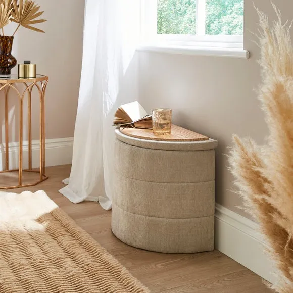 Chenille Half Moon Ottoman 2