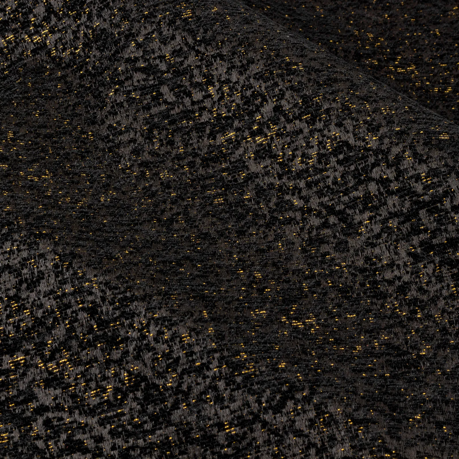 Paoletti Galaxy Velvet Chenille Eyelet Curtain Pair in Black 5