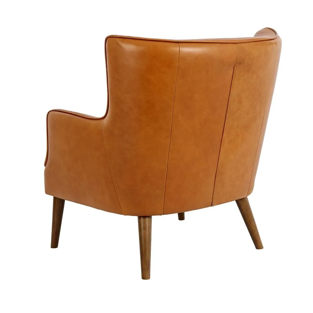 Angel Cerda Brown Chester Armchair, Split Cowhide Leather, Walnut 6