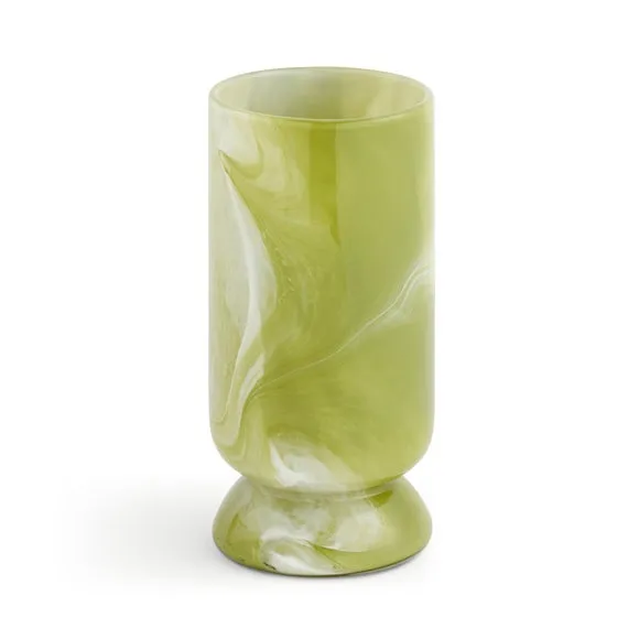 Green Marbled Glass Hurricane Vase 3