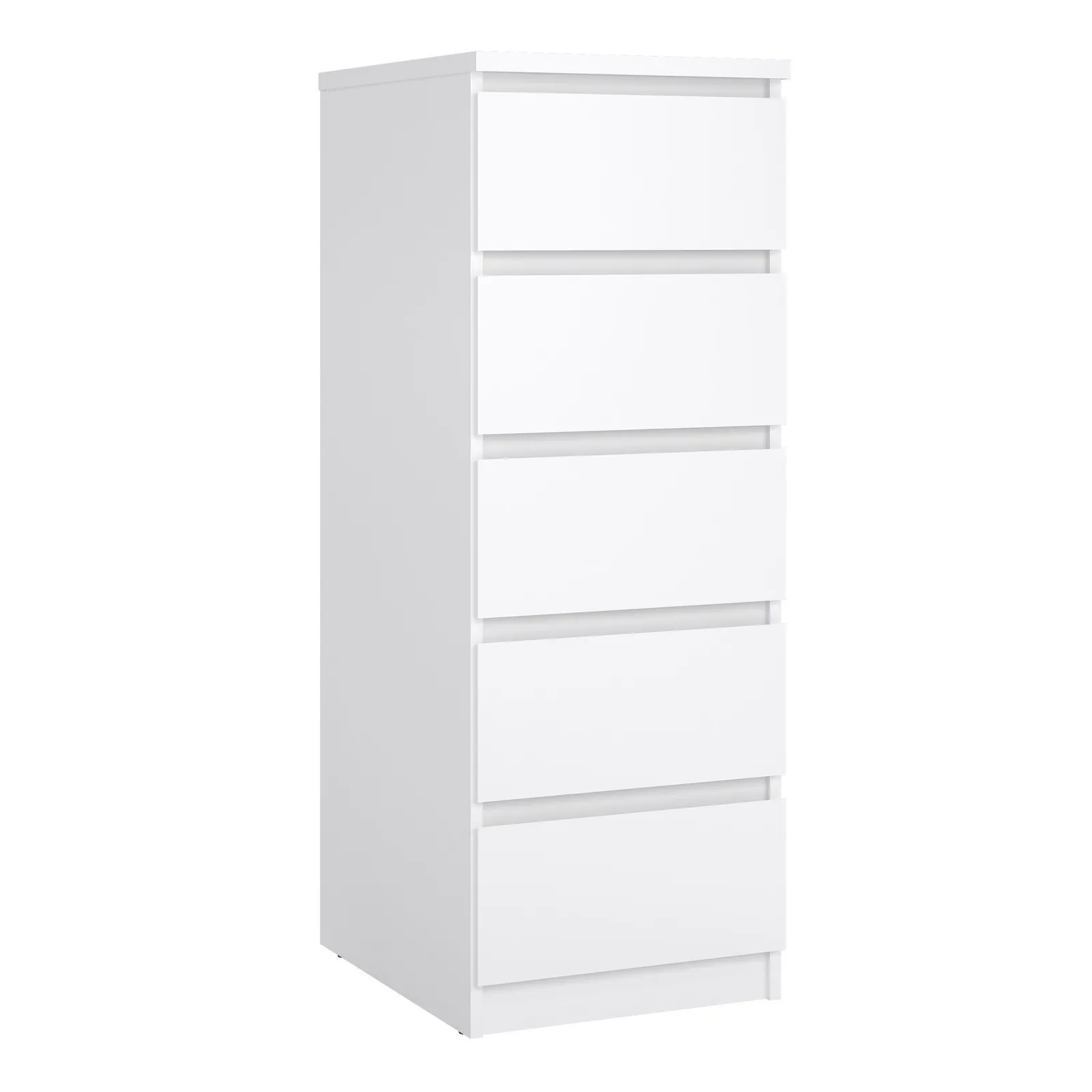 Furniture To Go Naia Narrow Chest of 5 Drawers in White 1