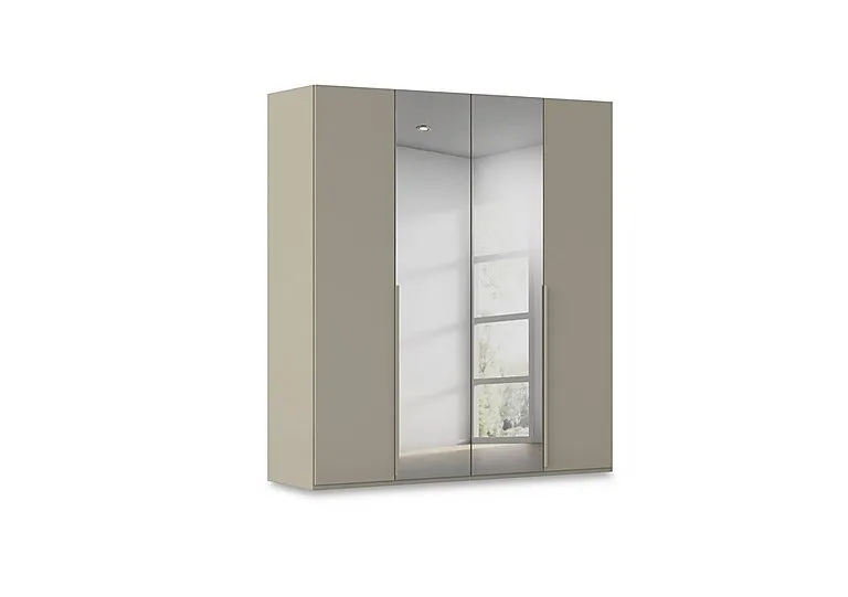 Haven 201cm 4 Door Hinged Wardrobe with 2 Décor Doors and 2 Mirror Doors