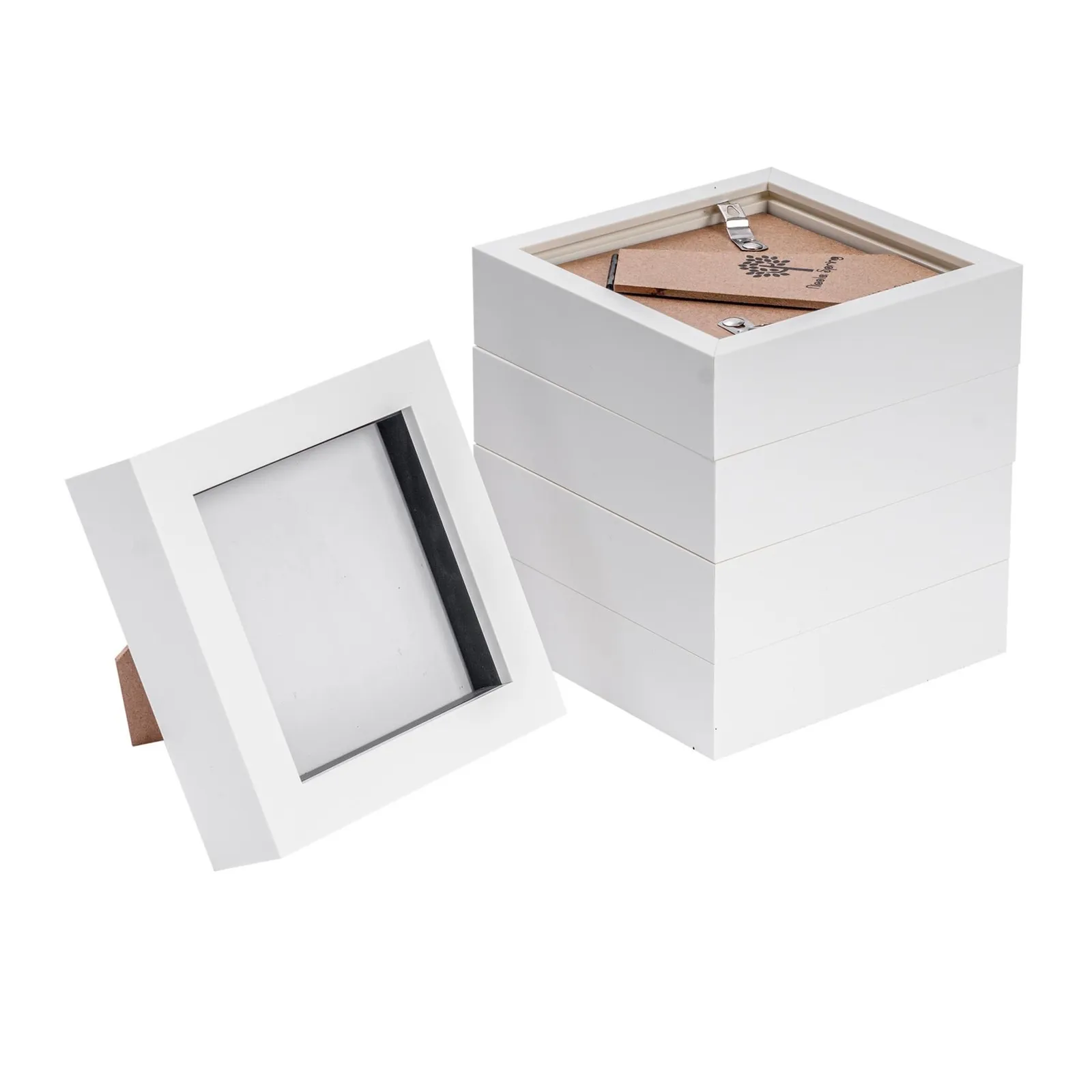 Nicola Spring 3D Box Photo Frames - 4 x 4" - Pack of 5 in White