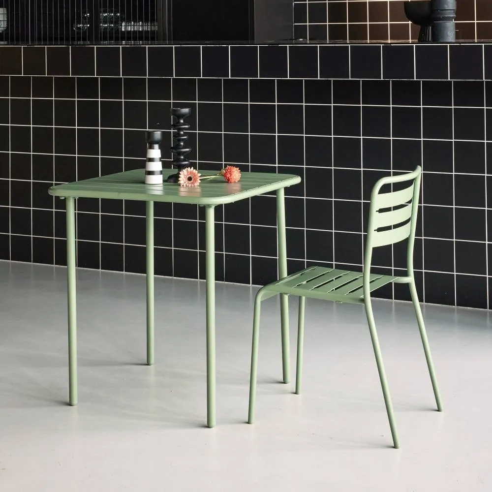 sweeek 2-seater Square Steel Garden Table in Green 4