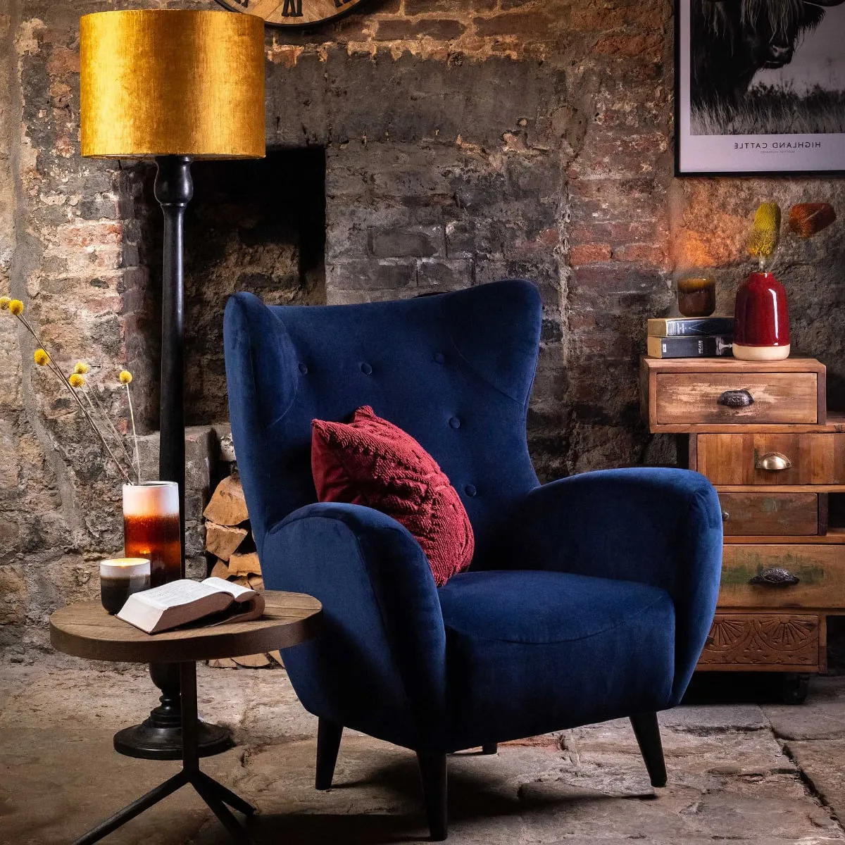 Delon Armchair, Navy Fabric | Barker & Stonehouse 2