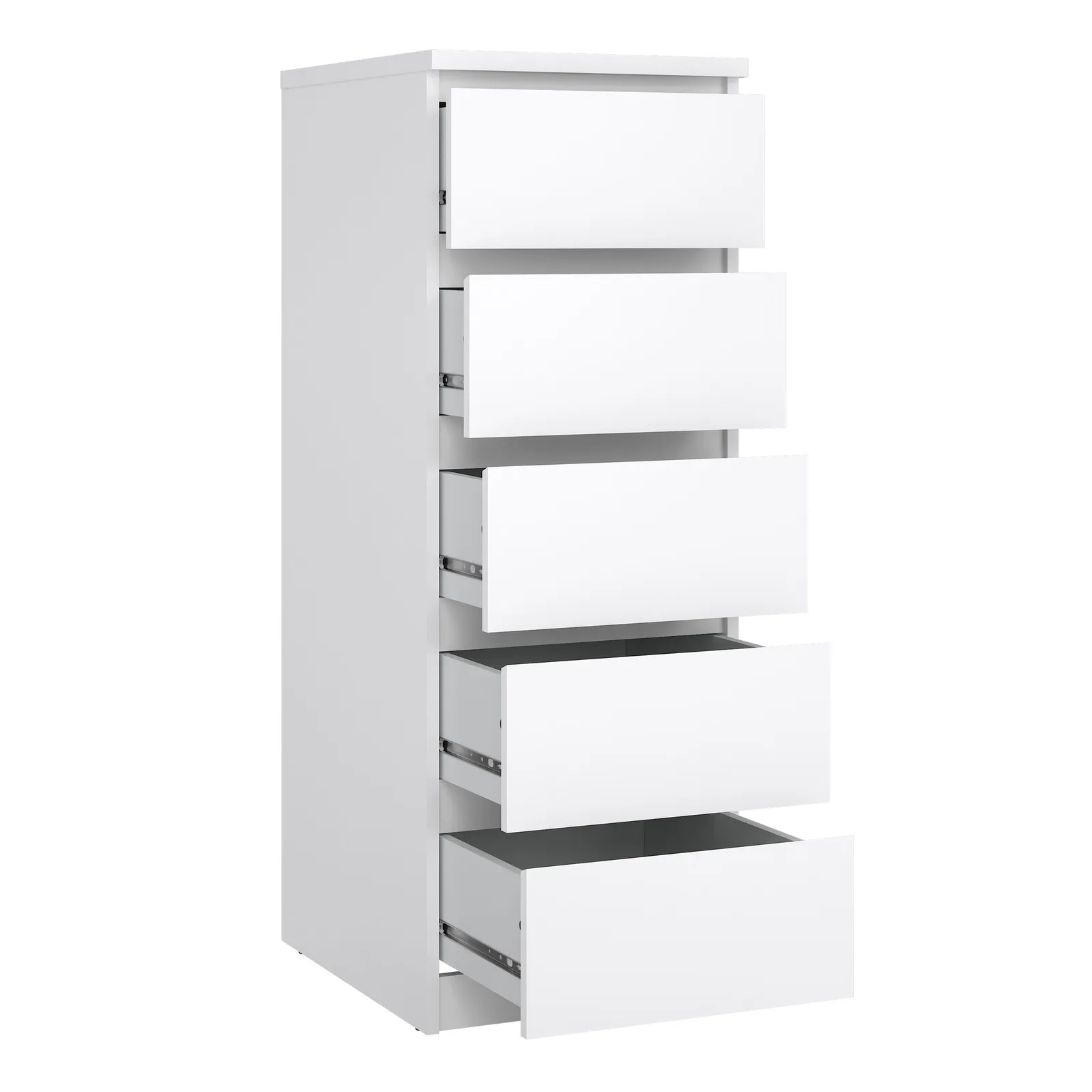 Furniture To Go Naia Narrow Chest of 5 Drawers in White 4