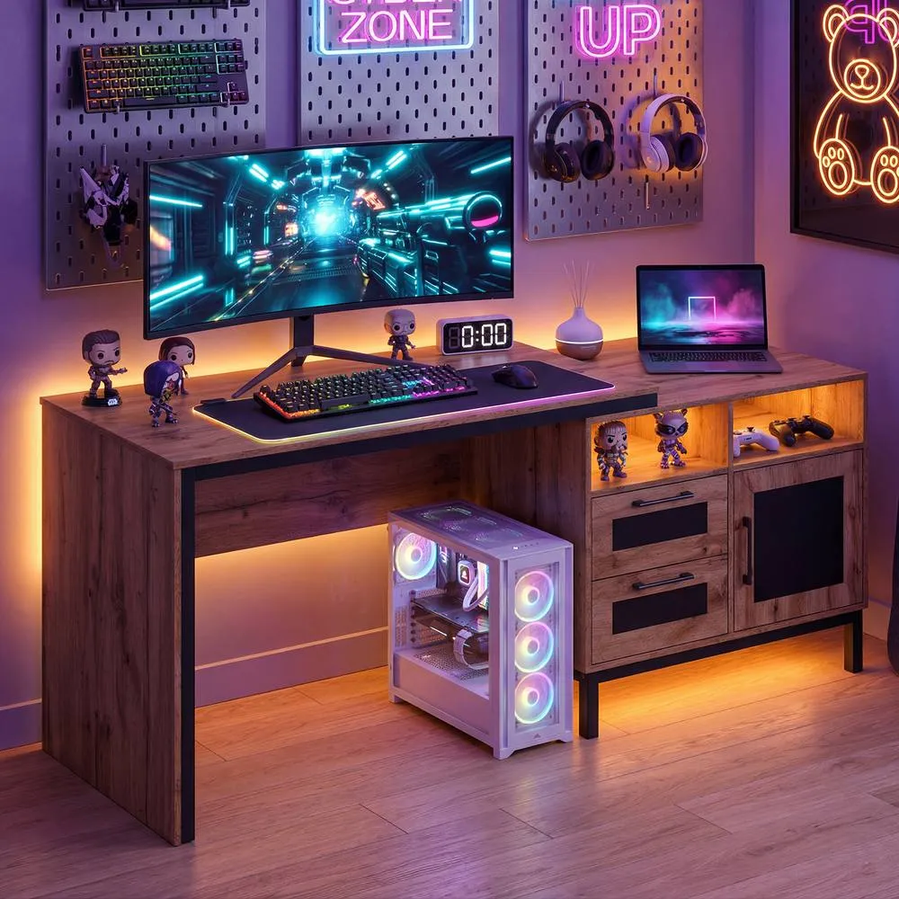 Costway 181cm Executive Desk Wooden Computer Table Workstation w/ Drawers in Natural 6