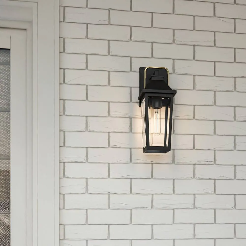 Netlighting Quoizel Outdoor Wall Lantern Small Black Brass IP44 1x E27 5