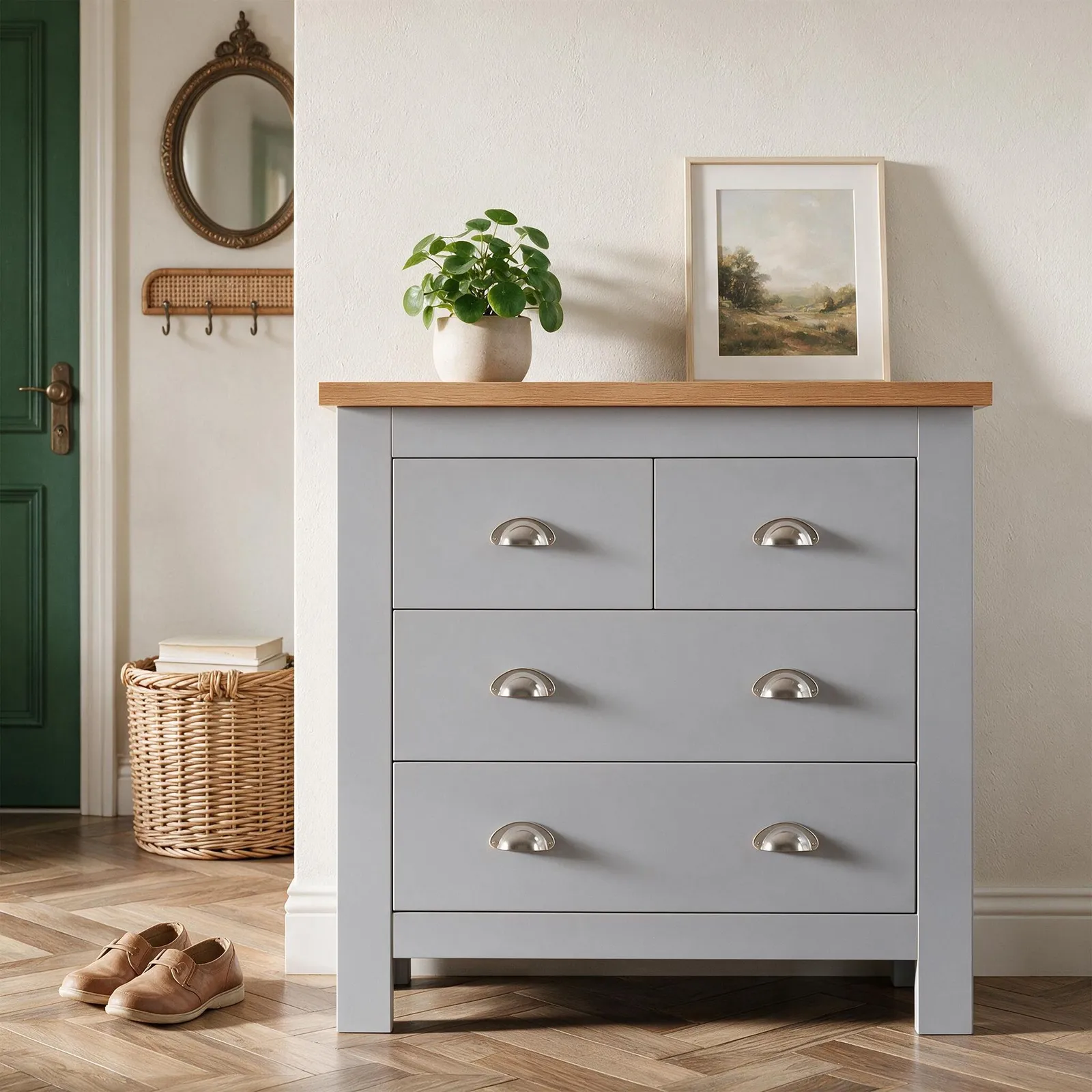 Comfy Living Ltd Wooden Shaker Style 4 Drawer Chest in Grey 4