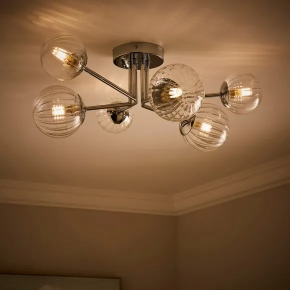 Eli Ribbed 6 Light Semi Flush Ceiling Light 2