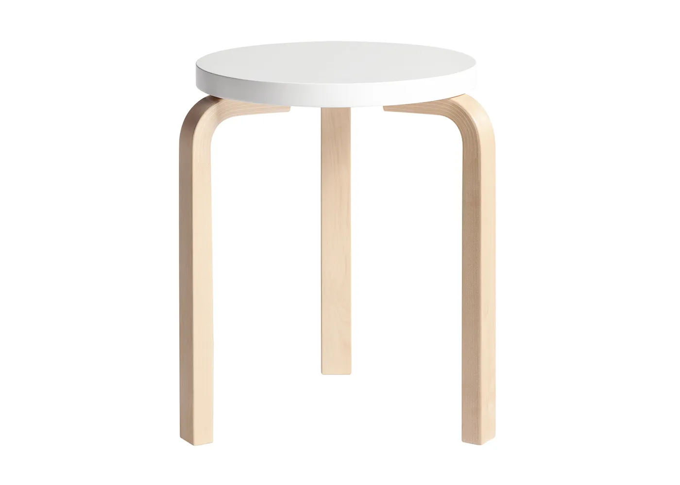 &Tradition Stool 60 Natural Birch White Lacquered Seat