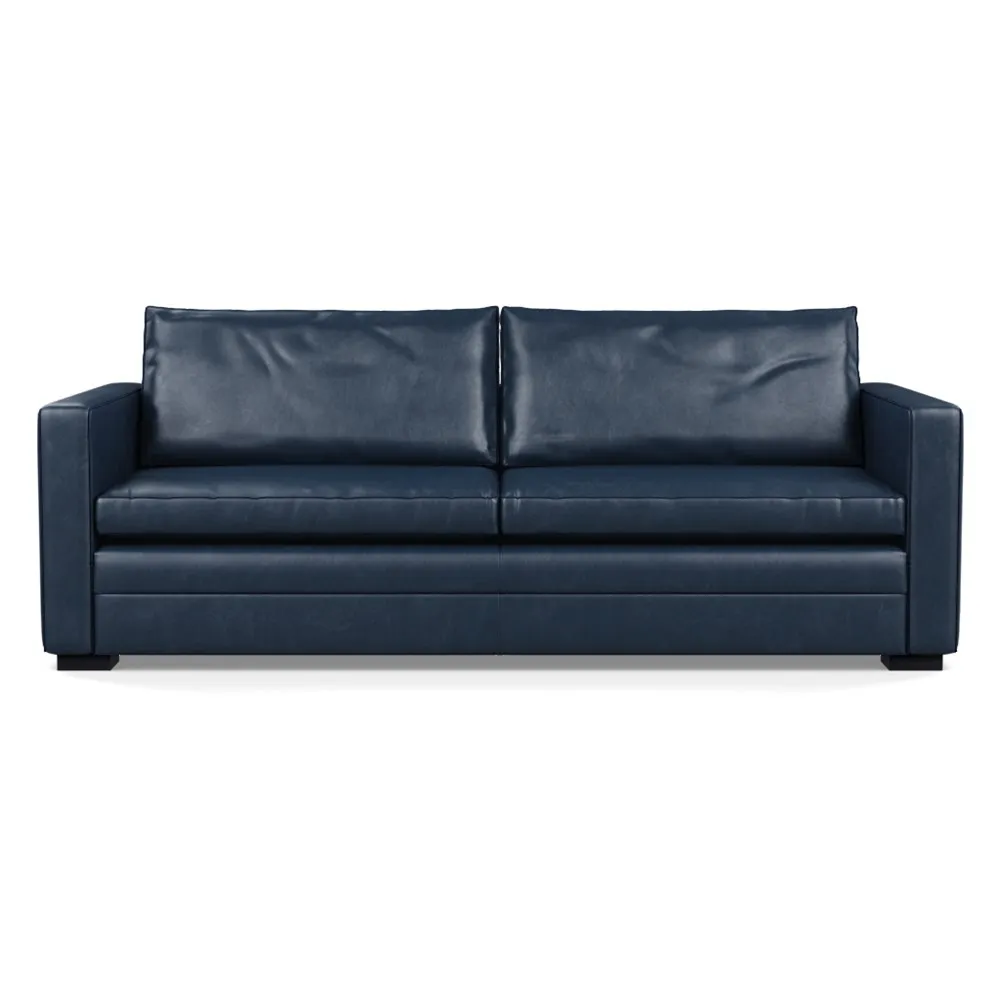 Heal's Palermo 4 Seater Sofa Leather Stonewash Navy Blue 279 Black Feet 1