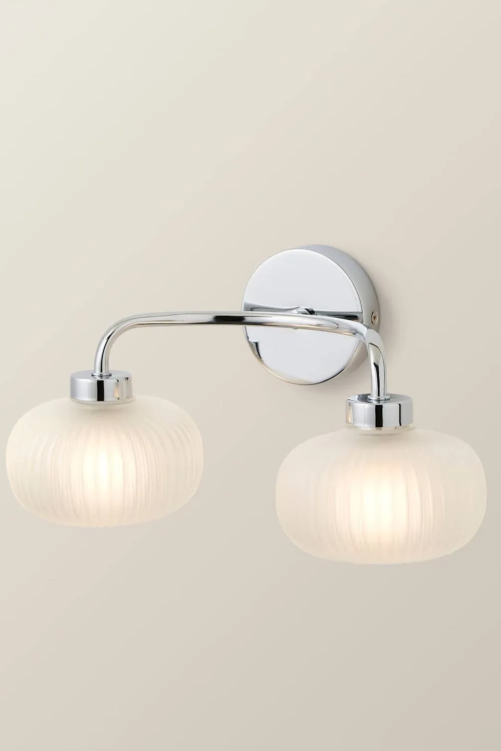 ValueLights Amaia Chrome 2 Way Frosted Glass IP44 Wall Light with Bulbs in Metallic Silver 3