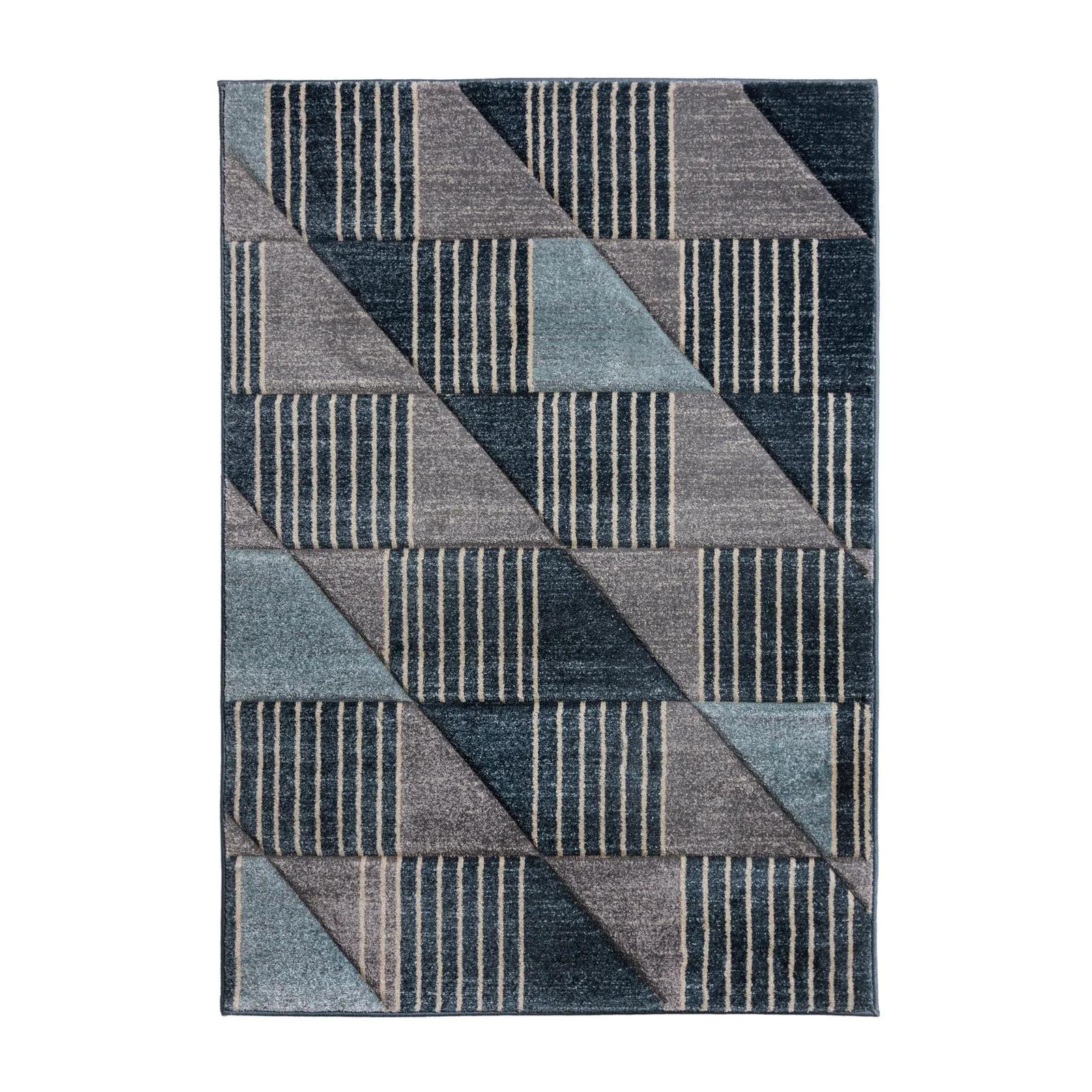 Velocity Geometric Rug Blue, Grey and White