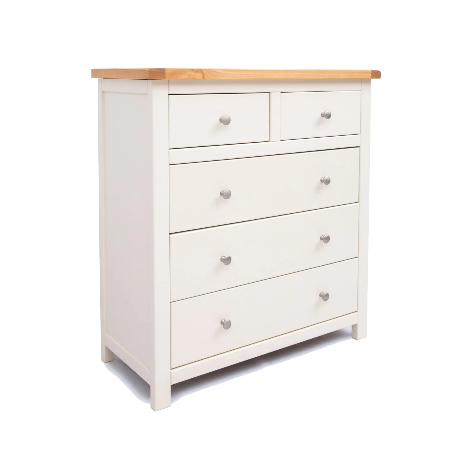 Cabinet Bits Maggiori 5 Drawer Chest of Drawers Chrome Knob in Off-White 2
