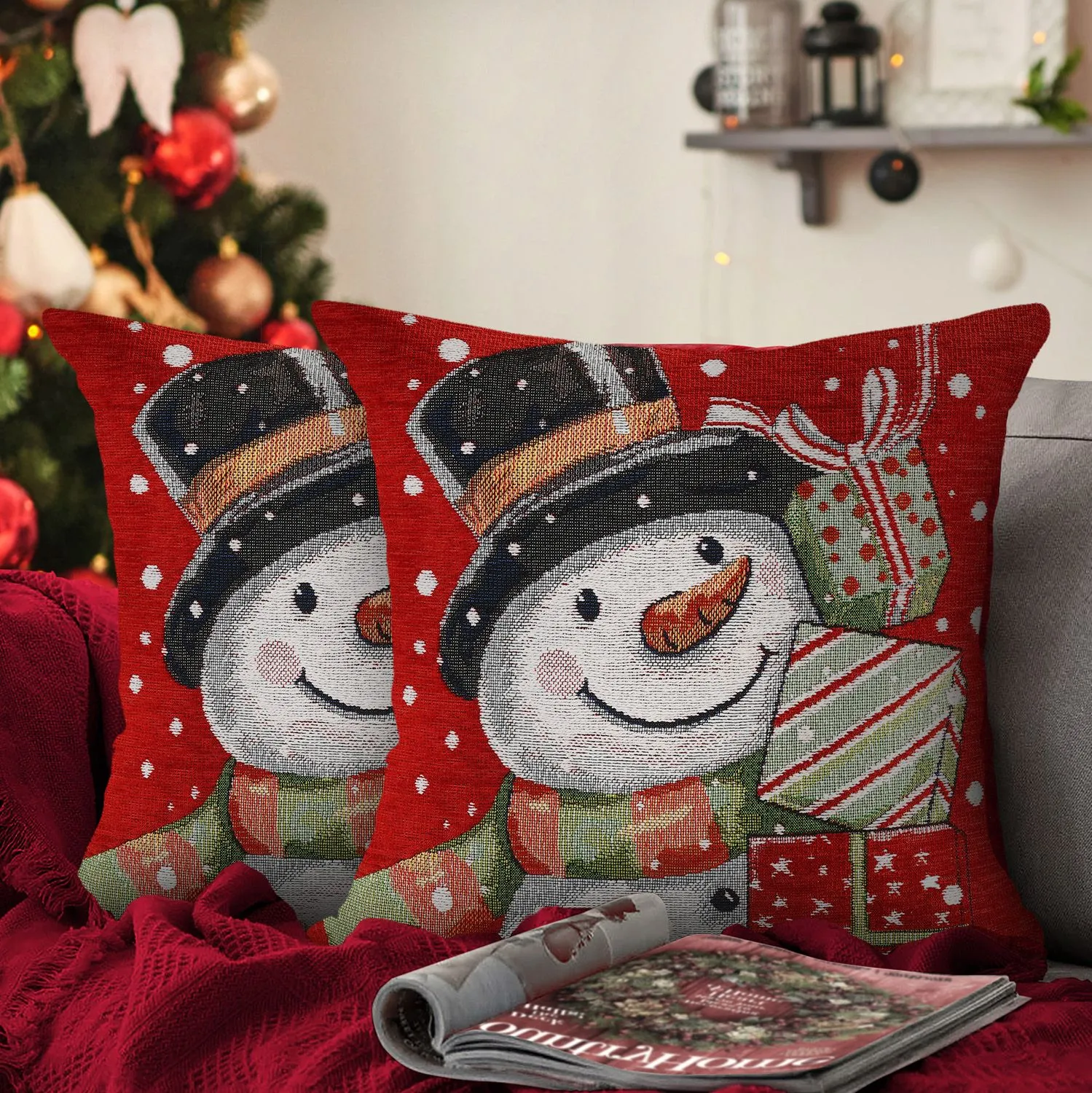 Velosso Snowman Presents Filled Christmas Cushion
