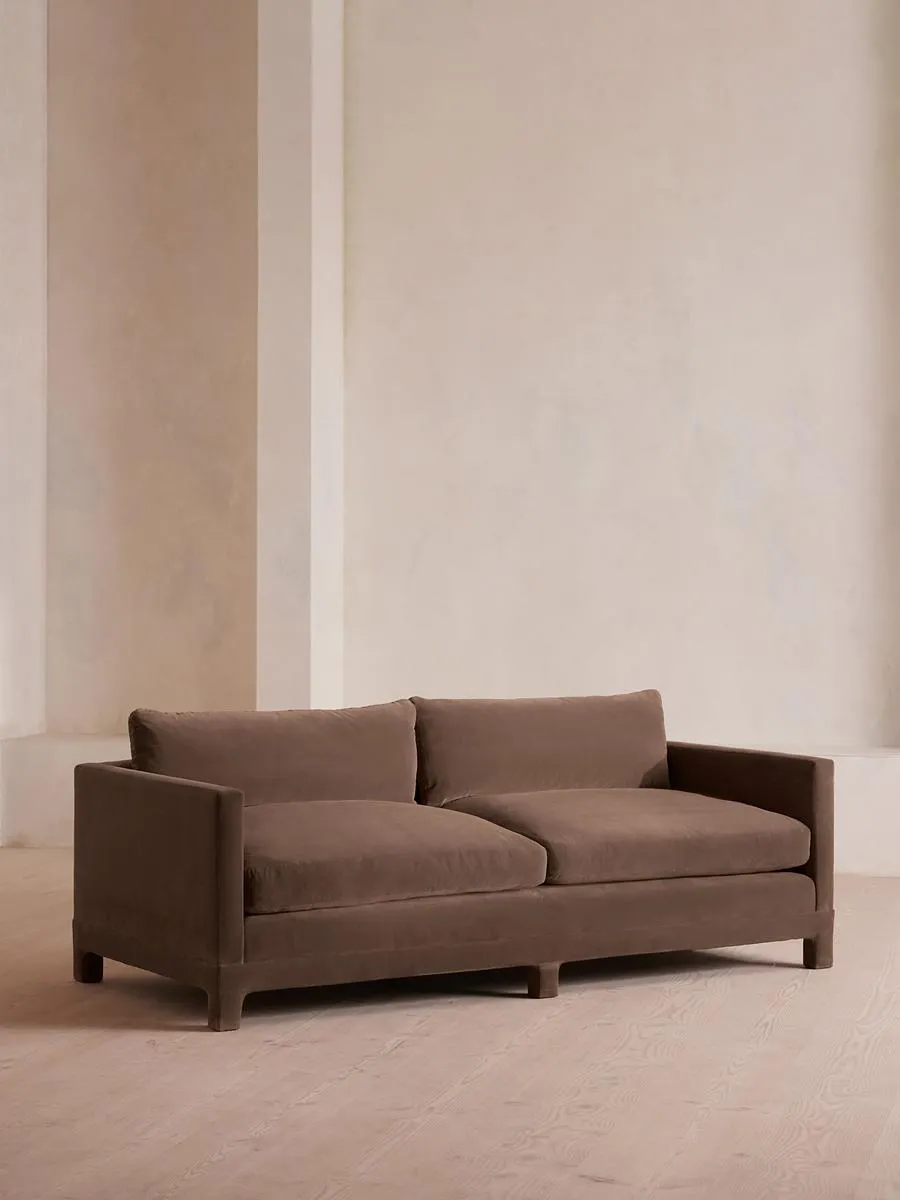Ashford Three Seater Sofa, Velvet, Taupe