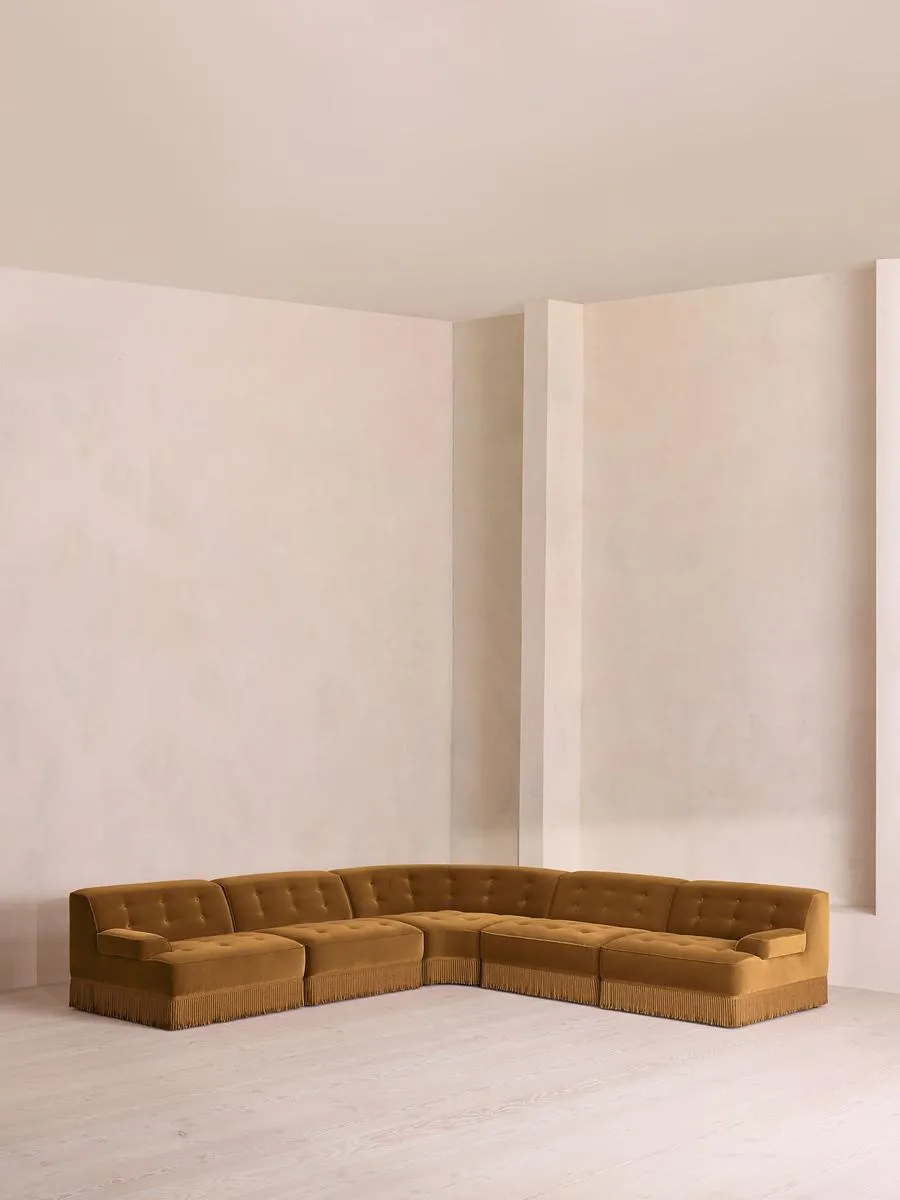 Elowen Modular Sofa, Corner Sofa, Velvet, Mustard