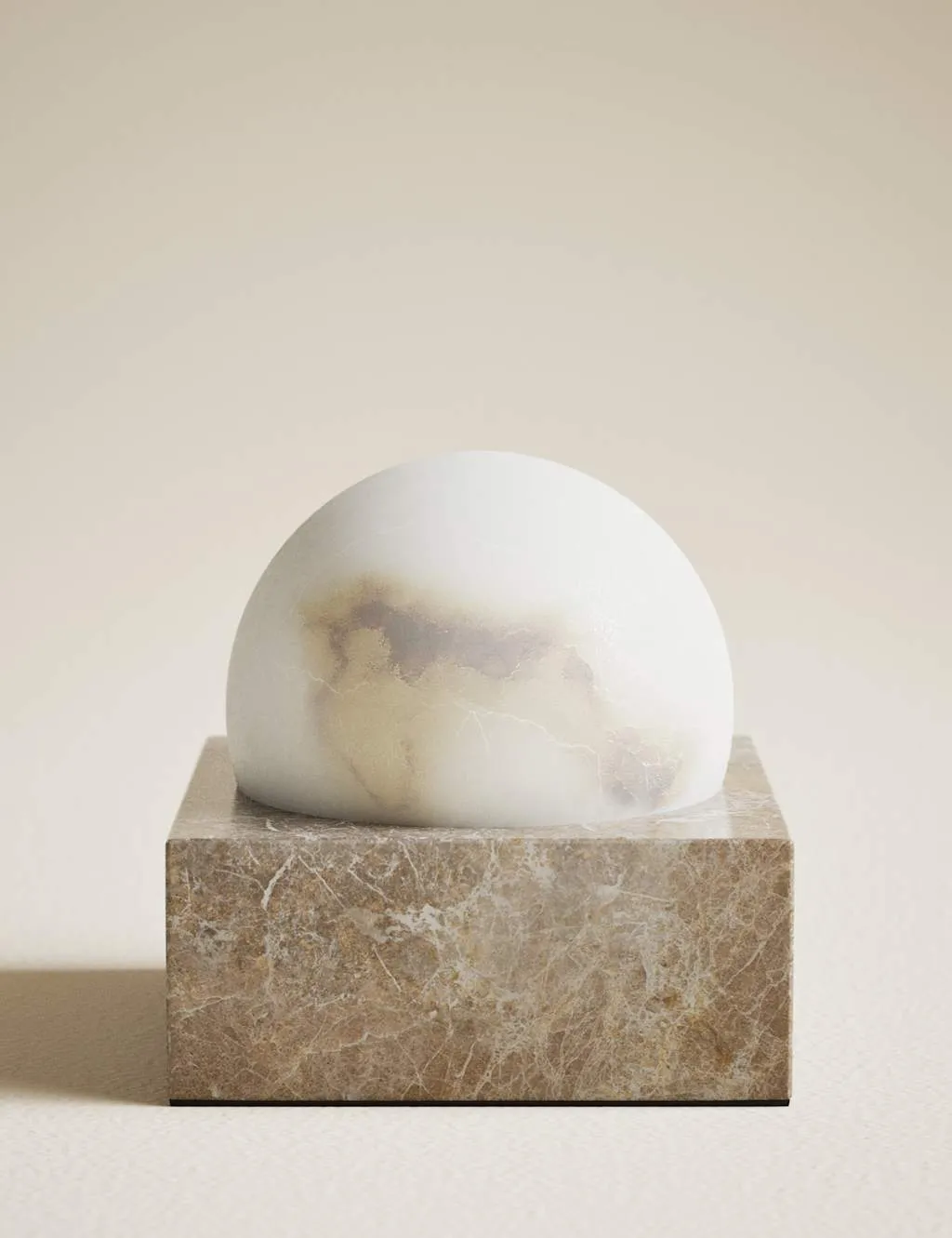 M&S Alabaster & Marble Rechargeable Table Lamp Natural
