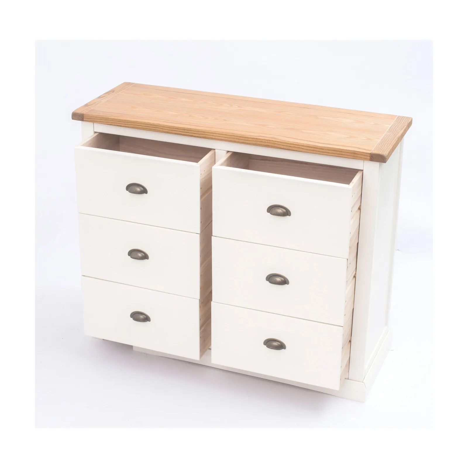 Cabinet Bits Cosenza 6 Drawer Chest of Drawers Brass Cup Handle in Off-White 5