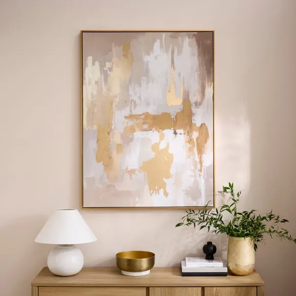 Abstract Gold & Neutral Framed Canvas