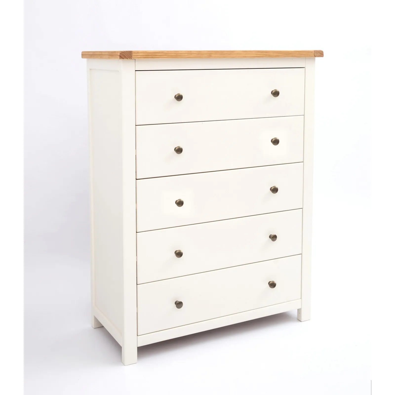 Cabinet Bits Maggiori 5 Drawer Chest of Drawers Brass Knob in Off-White 2