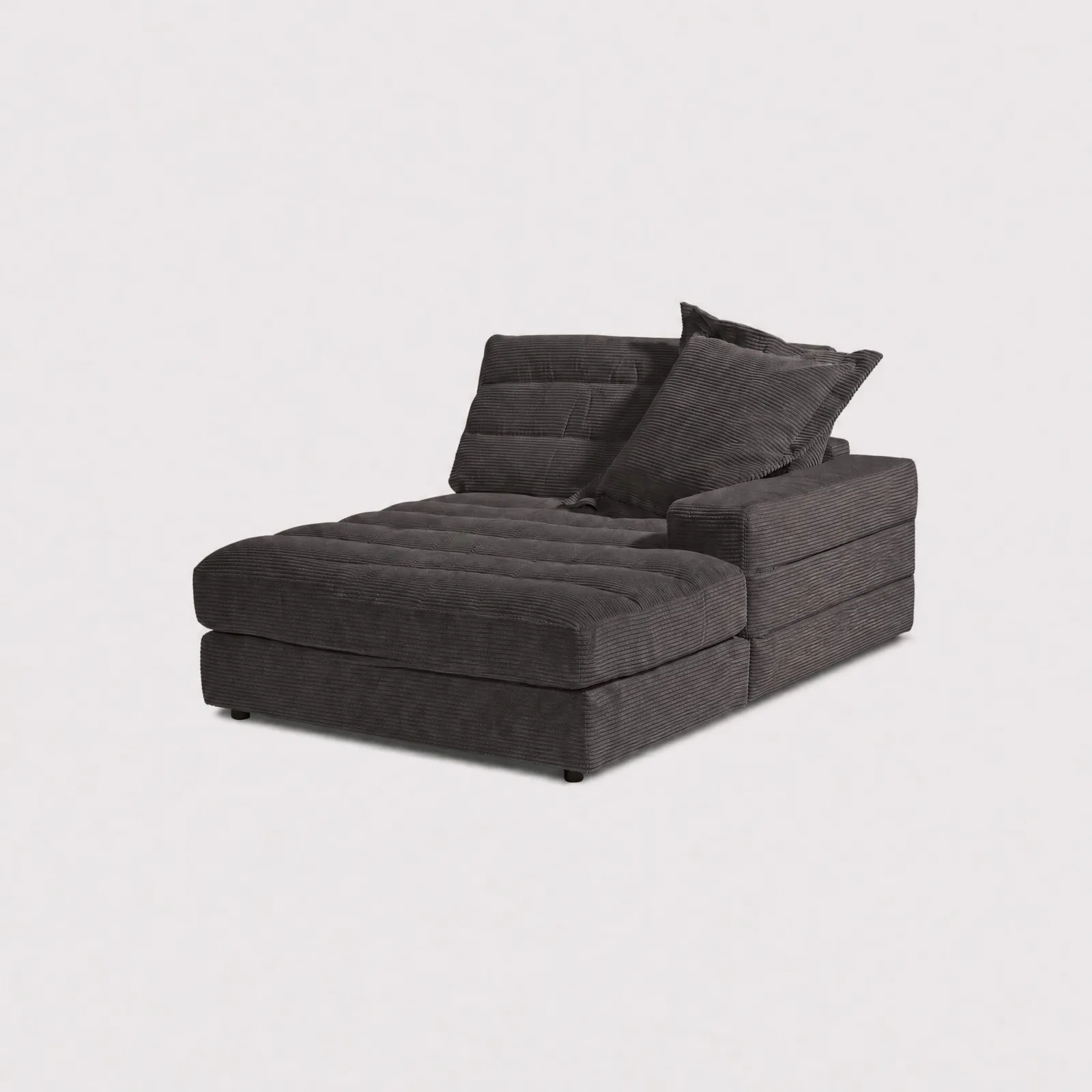 Twain Long Longchair Armrest Right Modular Sofa, Brown Fabric | Barker & Stonehouse 1