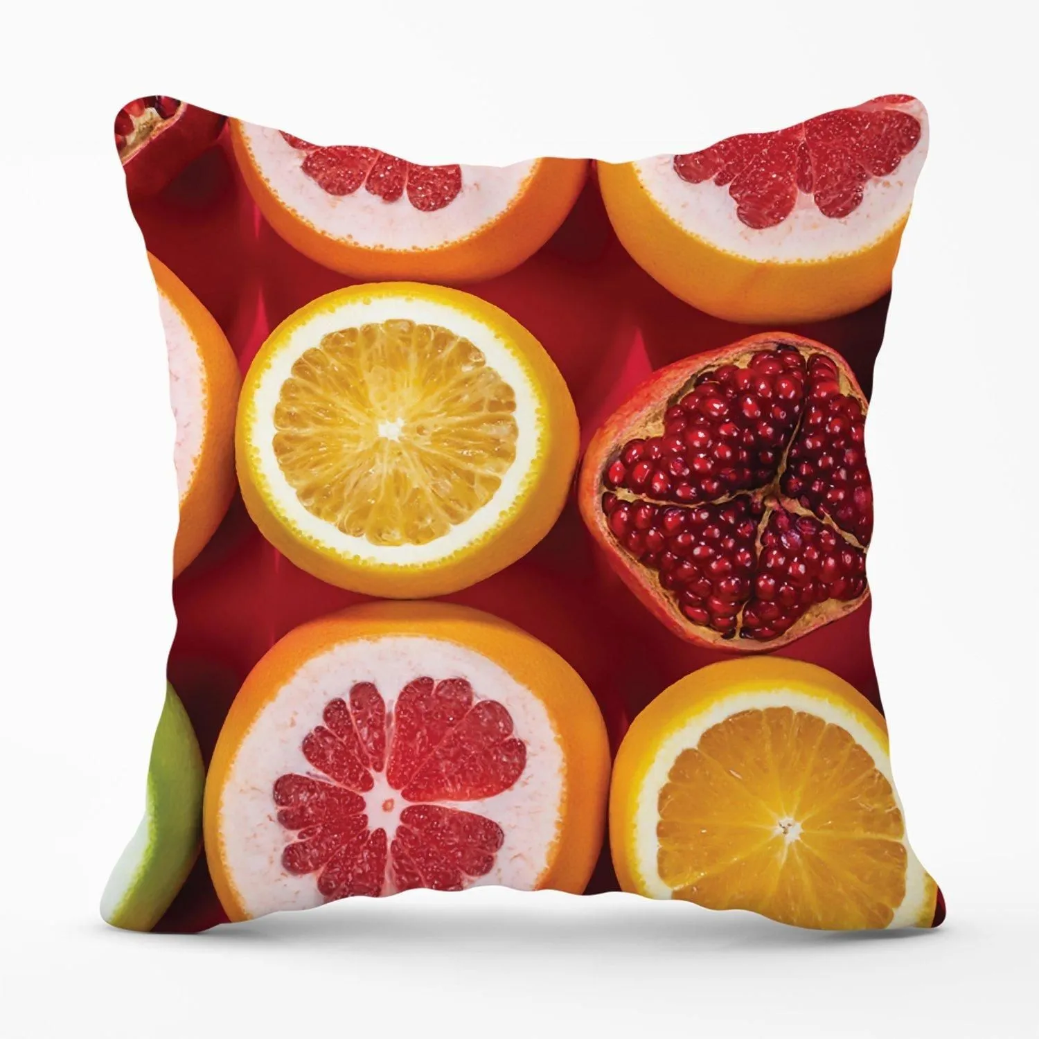 Warren Reed - Designer Citrus & Pomegranate Outdoor Cushion in Red