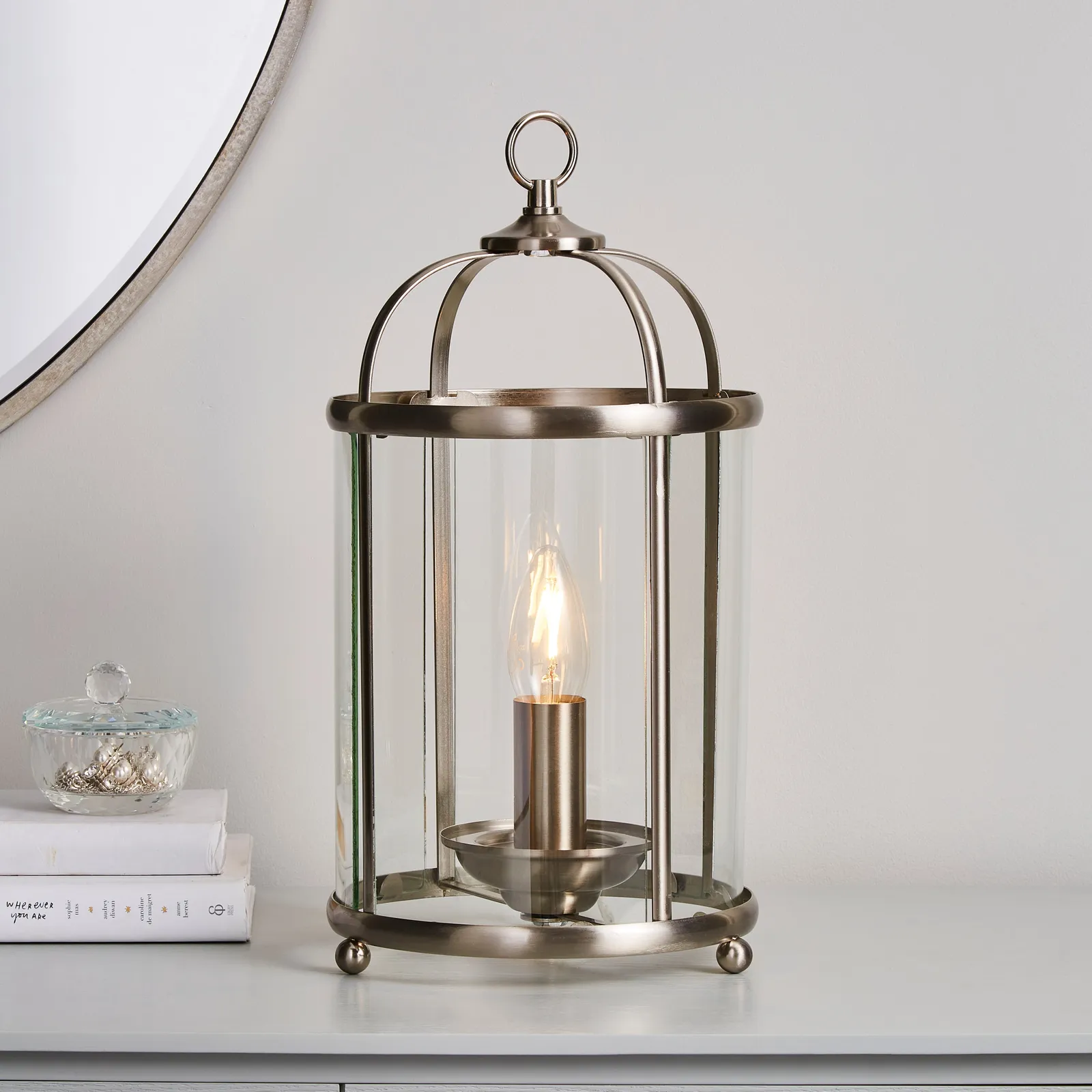 Hurricane Satin Nickel Table Lamp Chrome